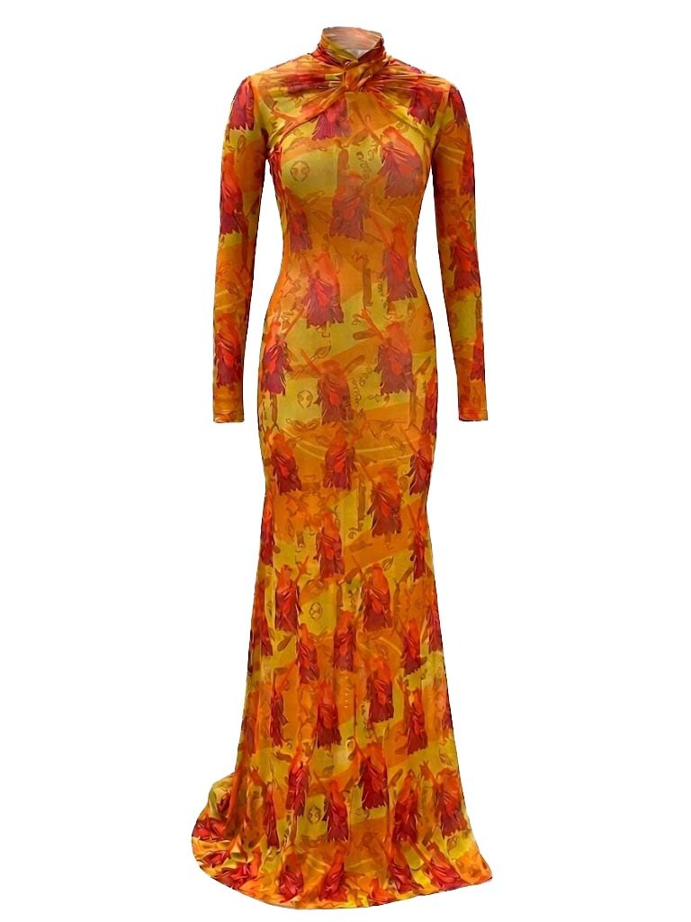 colorful mesh dress IRIS MESH DRESS ONLY S / EYO YELLOW/ORANGE