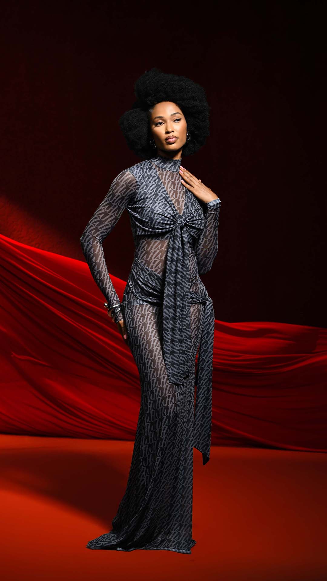 Adun Mesh Dress M / Black