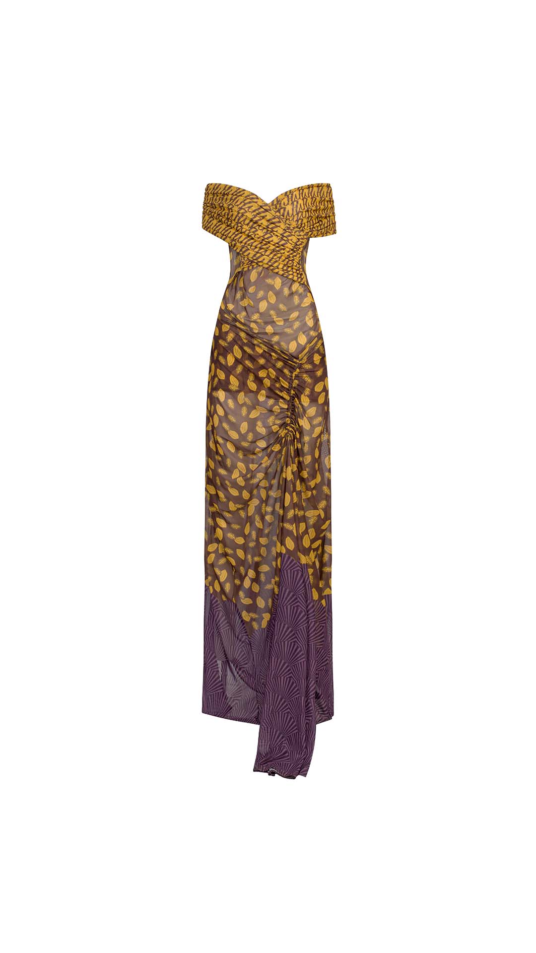 knee length dresses for ladies Chocolate Mesh Long Sleeve Long Dress L / Brown