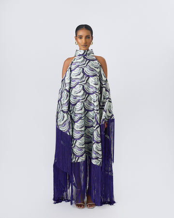 AMAYA COLD SHOULDER KAFTAN JACQUARD